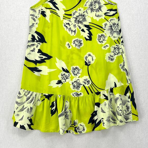 MAAJI Enchanted Mystery Mini Swim Coverup Dress Women L Lime Green Floral Ruffle - Picture 6 of 16